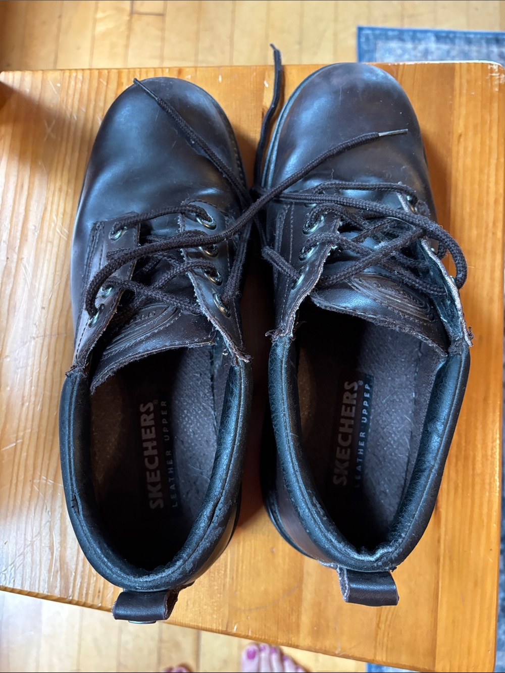 Skechers Men's Brown Leather Lace-Up Oxfords